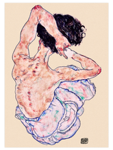 Egon Schiele Seated Nude, Back View - Art Print